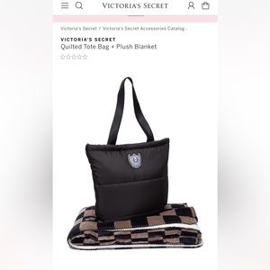 VICTORIA'S SECRET Quilted Tote Bag + Plush Blanket. New with tags!